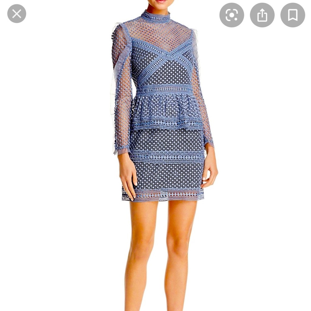 AQUA Bloomingdales Ruffle Dot Lace Dress